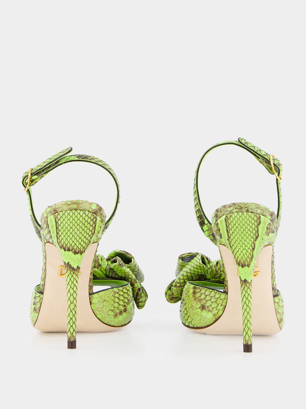 Green Exotic Leather High-Heel Sandals