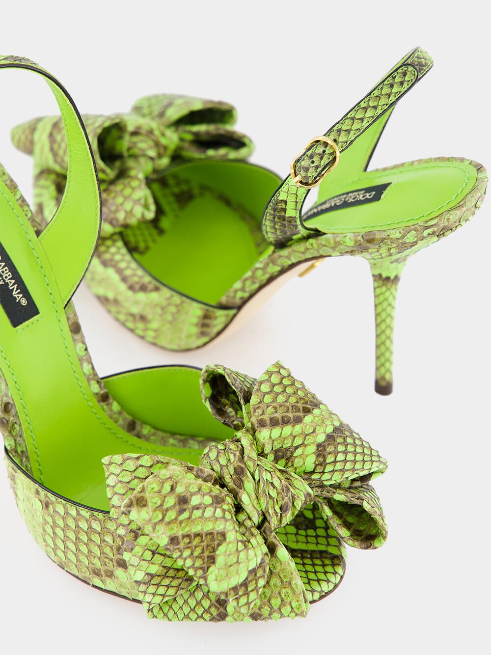 Green Exotic Leather High-Heel Sandals