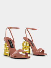 Dolce & Gabbana Pink Patent Leather Sandals with Sculptural Heel