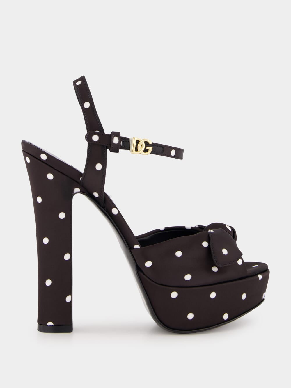 Polka-Dot Satin Platform Sandals