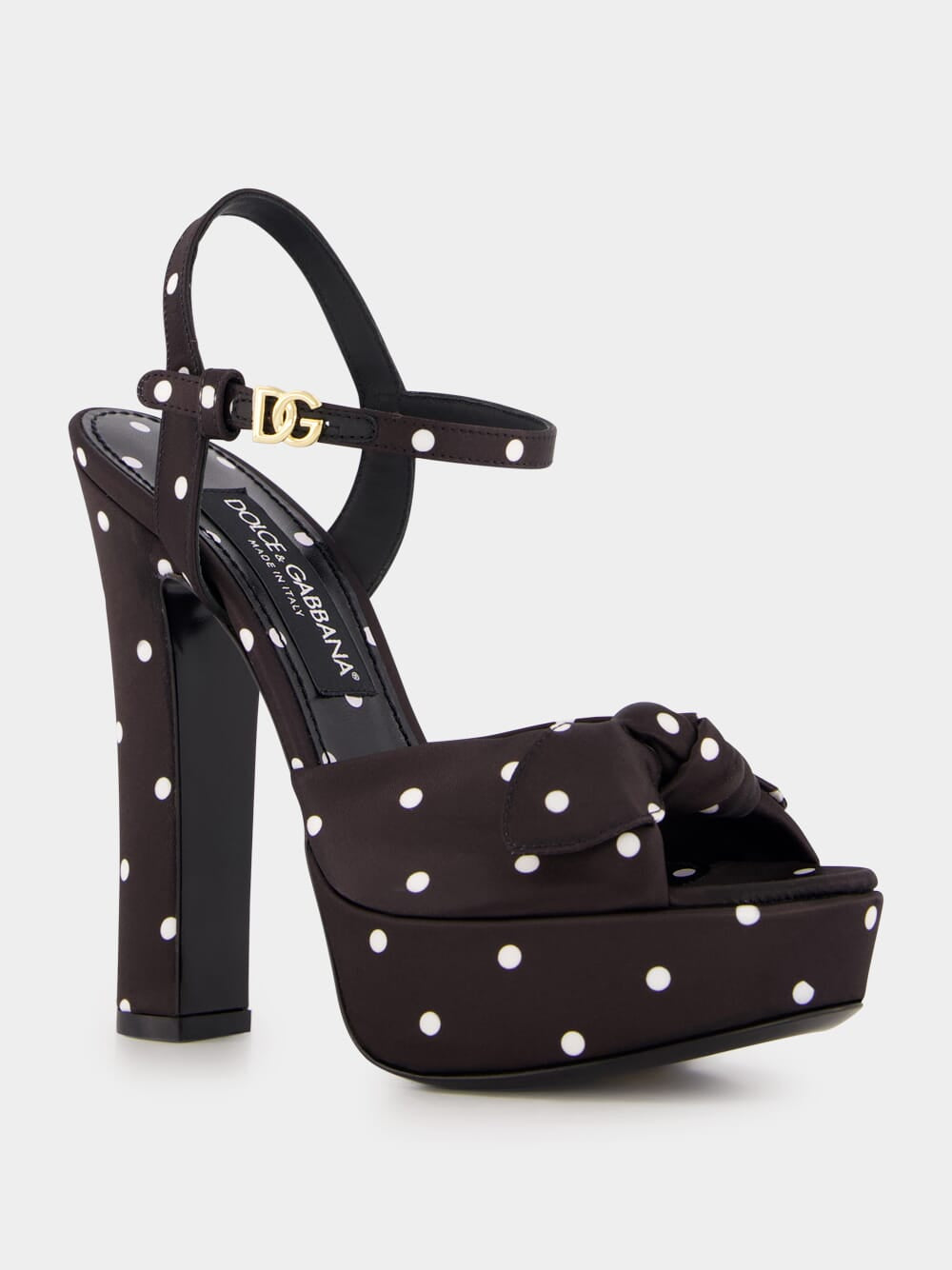 Polka-Dot Satin Platform Sandals