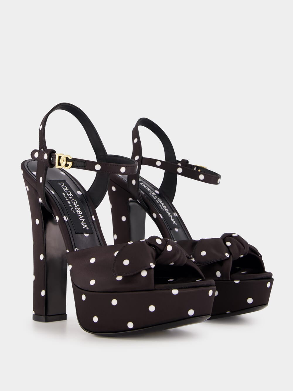 Polka-Dot Satin Platform Sandals