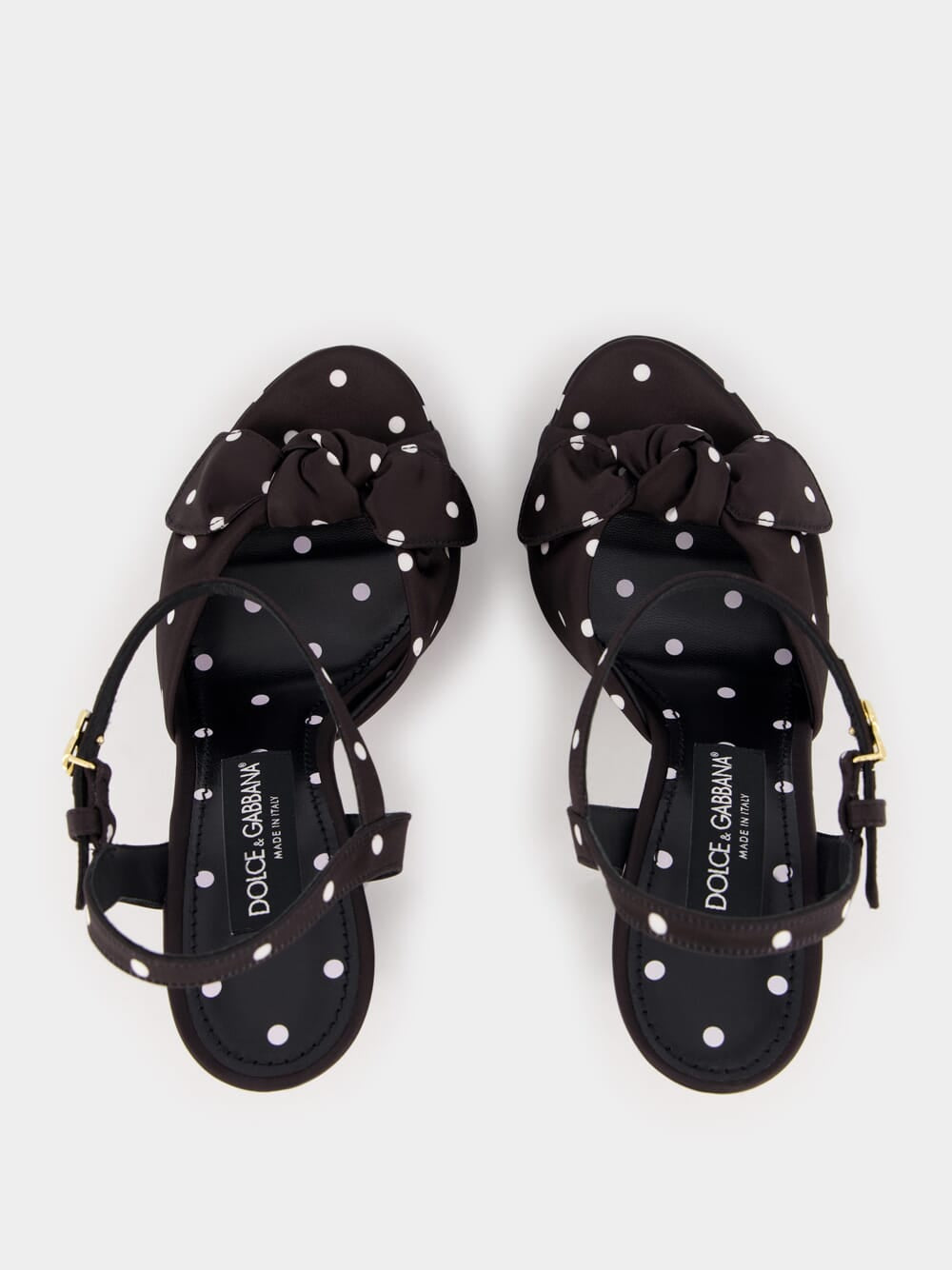 Polka-Dot Satin Platform Sandals