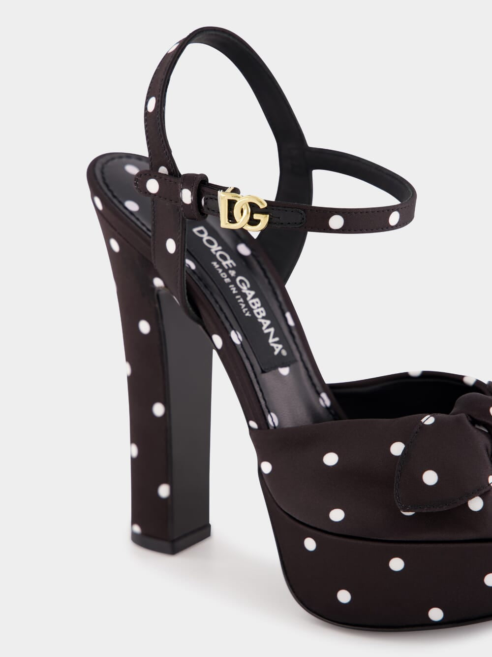 Polka-Dot Satin Platform Sandals