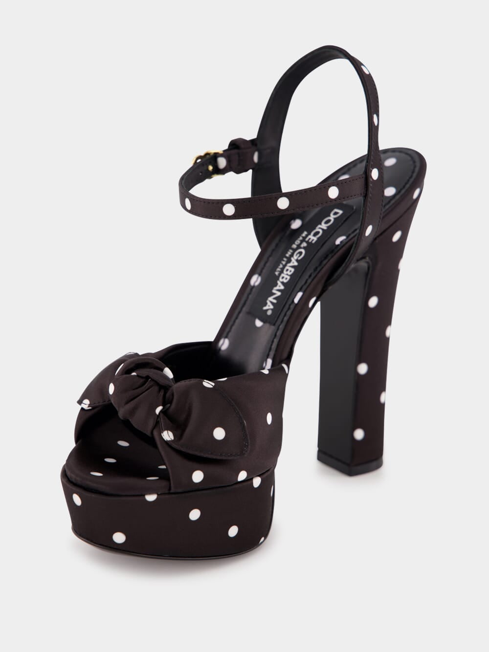 Polka-Dot Satin Platform Sandals