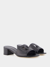 Black Leather Heeled Slides | PDP - Fashion Clinic