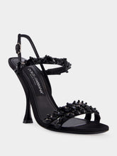 Dolce & Gabbana Black Satin Rhinestone High-Heel Sandals