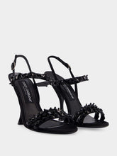 Dolce & Gabbana Black Satin Rhinestone High-Heel Sandals