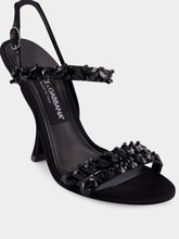 Dolce & Gabbana Black Satin Rhinestone High-Heel Sandals