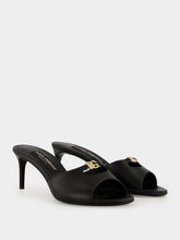 Dolce & Gabbana Black Leather Heeled Mules