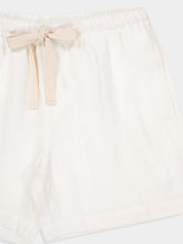 Commas White Linen Lounge Shorts