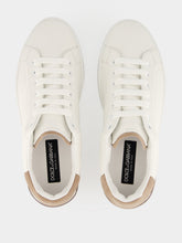 Dolce & Gabbana White and Brown Portofino Leather Sneakers