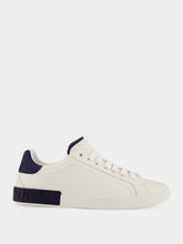 Dolce & Gabbana White and Blue Calf Leather Low-Top Sneakers