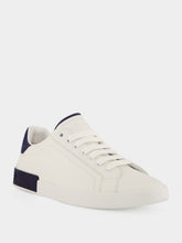 Dolce & Gabbana White and Blue Calf Leather Low-Top Sneakers