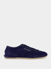 Dolce & Gabbana Blue Lipari Calfskin Suede Low-Top Sneakers