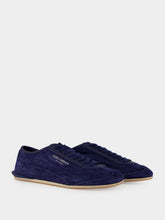 Dolce & Gabbana Blue Lipari Calfskin Suede Low-Top Sneakers