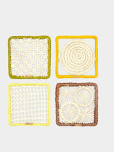 La DoubleJ Set Of 4 Multicolor Raffia Coaster