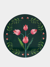 La DoubleJ Dark Green Flora Fauna Cork Coasters Set of 4