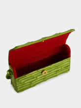 Glorinha Paranaguá Gaya Lacquered Bamboo Clutch in Green