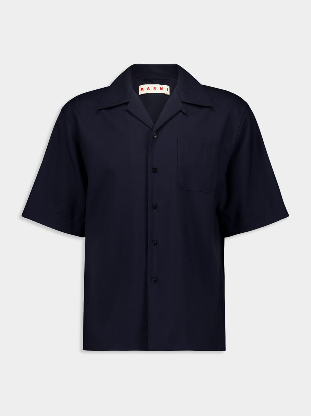 Deep Blue Wool Bowling Shirt