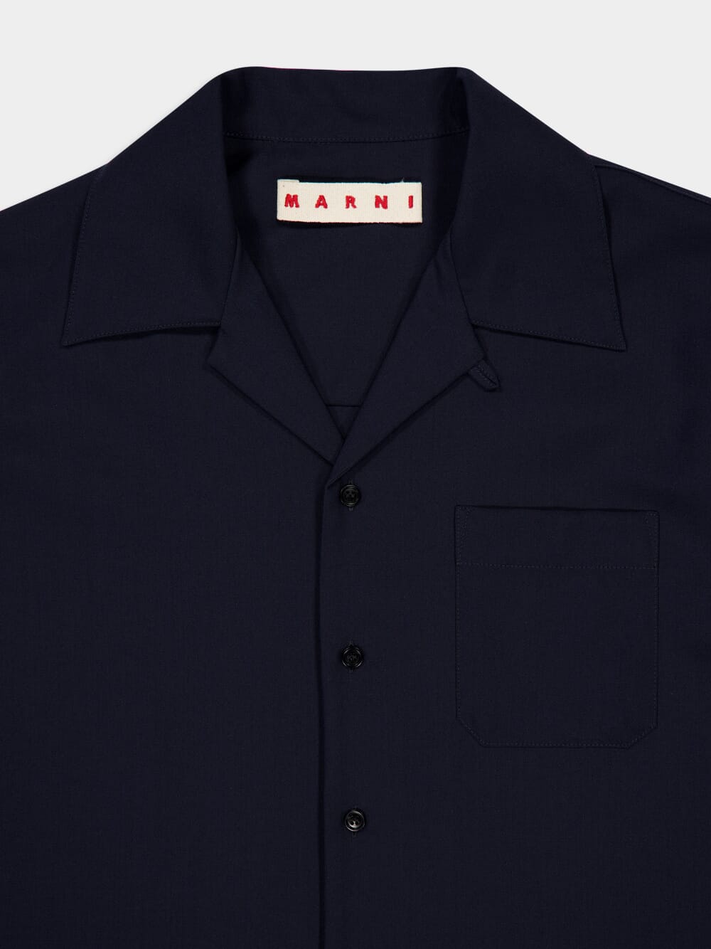 Deep Blue Wool Bowling Shirt