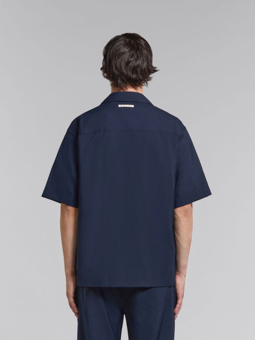 Deep Blue Wool Bowling Shirt