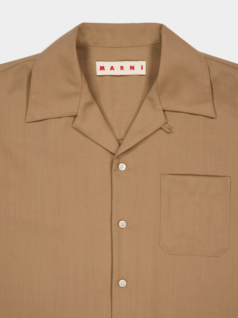 Beige Wool Bowling Shirt