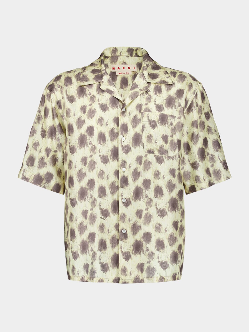 Crayon Leopard Prints Silk Bowling Shirt