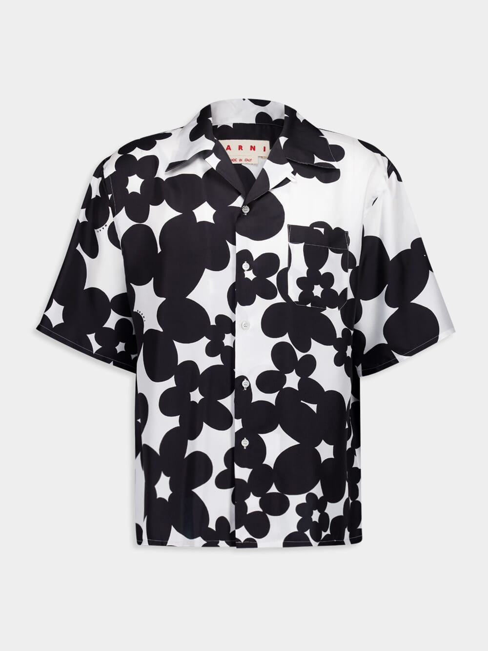 Black and White Silk Dilles Print Shirt