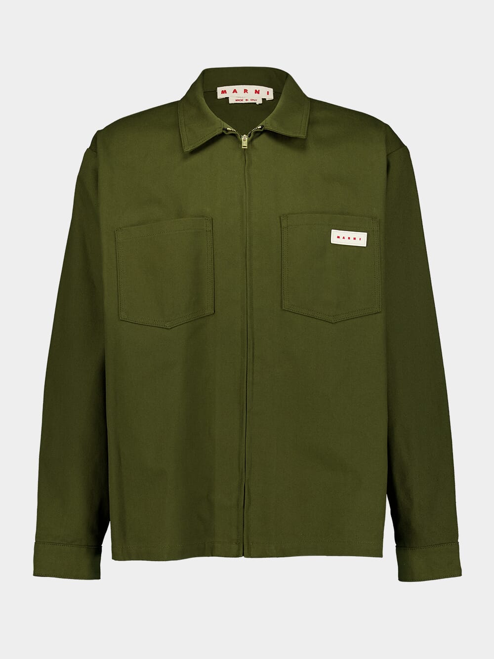 Gabardine Zip-Up Overshirt