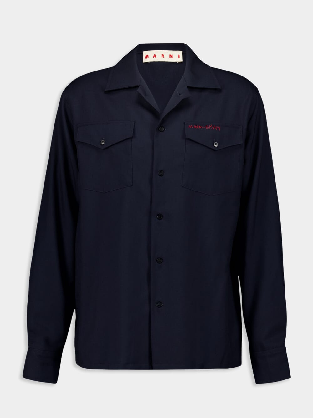 Deep Blue Wool Relaxed Fit Shirt