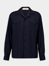 Marni Deep Blue Wool Relaxed Fit Shirt