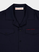Marni Deep Blue Wool Relaxed Fit Shirt