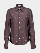 Marni Coffee Floral Viscose Long-Sleeve Shirt