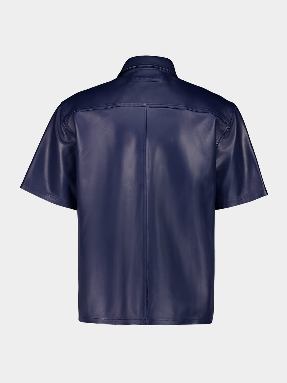 Blue Nappa Leather Short-Sleeved Shirt