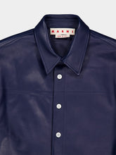 Marni Blue Nappa Leather Short-Sleeved Shirt