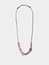 Colville Pink Beatle Beaded Leather Necklace