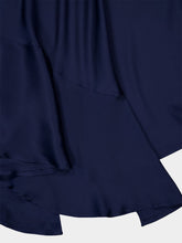 Colville Navy Blue Asymmetric-Hem Silk Skirt