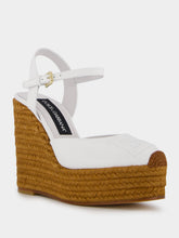 Dolce & Gabbana Logo White Espadrilles Wedges