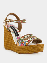 Dolce & Gabbana White Floral Embroidered Nappa Leather Wedges
