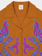 Paula Daisy Caramel Café Embroidered Poplin Shirt
