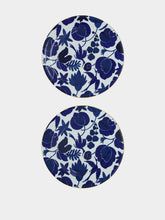 La DoubleJ Wildbird Blue and Bianco Porcelain Dessert Plate Set of 2