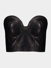 Balmain Black Zip-Up Leather Corset Top