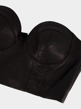 Balmain Black Zip-Up Leather Corset Top