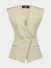 Balmain Beige buttoned grain-de-poudre waistcoat