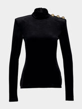 Balmain Black Long Sleeved Velvet Top