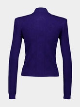 Balmain Cobalt Blue Gingham Openwork Knit Cardigan