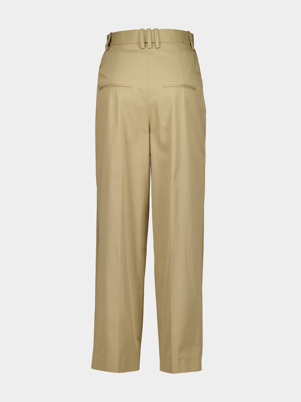 Beige Pleated High-Waisted Trousers