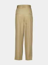 Balmain Beige Pleated High-Waisted Trousers