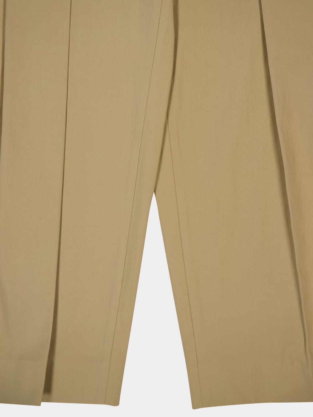 Beige Pleated High-Waisted Trousers